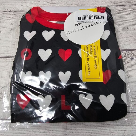 NIB Little Sleepies Xoxo Black Two Piece Pajama Set Size 18-24 months - Picture 1 of 3